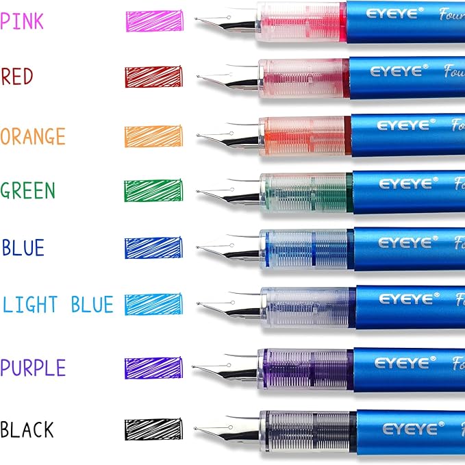 EYEYE Disposable Fountain Pens for Writing, Medium Point Stainless Steel Nib - Image 2