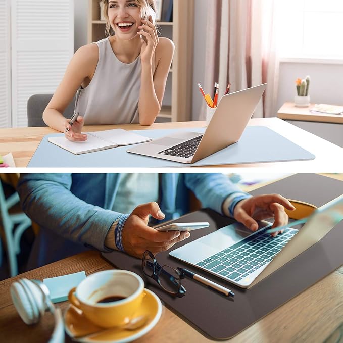 YSAGi Non-Slip Leather Desk Pad, Waterproof Laptop Computer Desk Keyboard Mat - Image 9