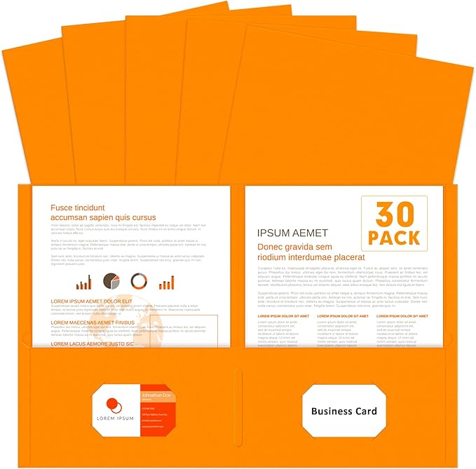 Two Pocket Folders, PANDRI 30 Pack 2 Pocket Folders, Letter Size Paper File by PANDRI