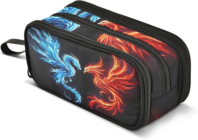 BOENLE Dragon Phoenix Pencil Case Box Boys Girls Large Pencil Pouch by BOENLE-WELCOMEYOURCOMING