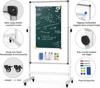 UIFER Rolling Whiteboard, 44 x 26 Double Sided Magnetic Dry Erase Board Height - Image 3