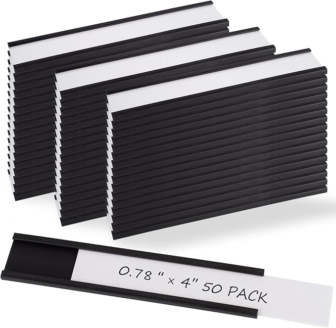 Realth C Channel Magnetic Label Holders 50 Pack 0.78" x 4" by Realth