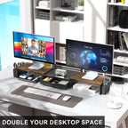 gianotter dual monitor stand riser with drawer and, side view