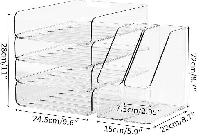 FANXIYQ 4-Tier Brown Acrylic Paper Tray Organizer - Image 5