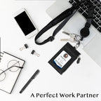 DELSWIN Badge Holder with Retractable Lanyard, PU Leather ID Badge Card Holder - Image 3