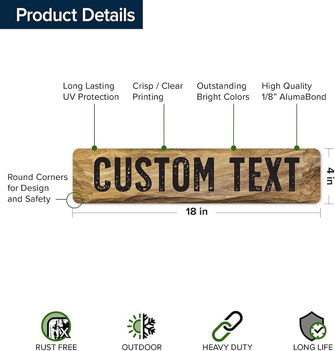 Custom Sign, Custom Street Sign, 11 Font Colors, 13 Font Styles, 4 Hole Options - Image 6