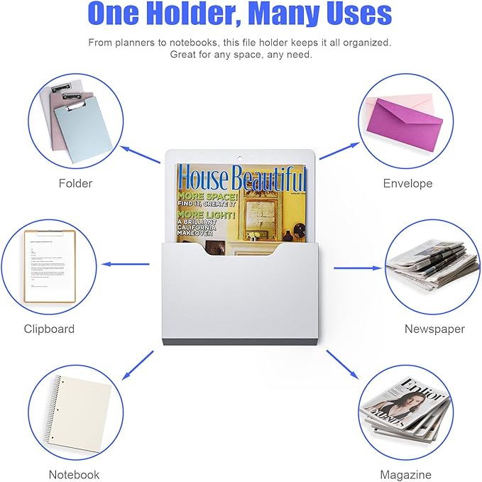 6 Pack Magnetic File Folder Holder, Wall Hanging Magnetic Pocket Mail Organizer - Image 6
