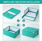2 Pcs Checks Storage Box with Lid Document Boxes Banker Boxes Lake Green - Image 4