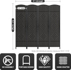 Cocosica 4 Panel Room Divider, 6Ft Folding Privacy Screen, Tall - Image 3