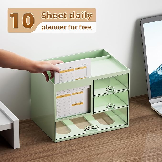 Marbrasse Desk Organizer with 3 Drawer, Desk Organizers and Accessories with 4 - Image 3