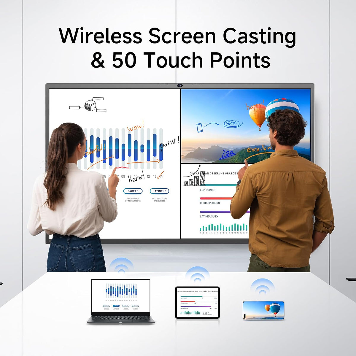 HORION 65-Inch 4K Digital Whiteboard, Smart Board for Office & Business