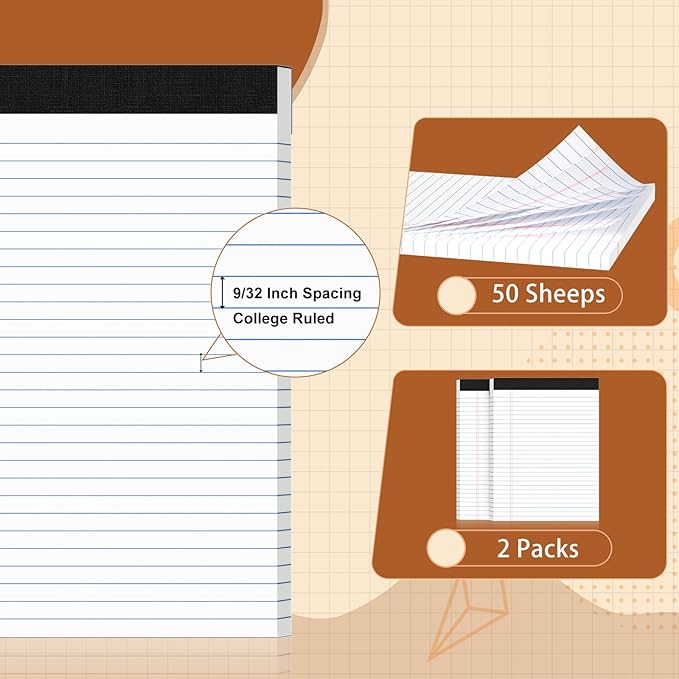 Legal Pads 8.5 X11, Narrow Ruled Notepads, 2 Pack, 50 Sheet/Pad, Tear Off - Image 2