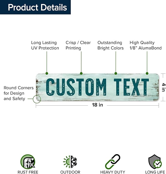 Custom Sign, Custom Street Sign, 11 Font Colors, 13 Font Styles, 4 Hole Options - Image 6