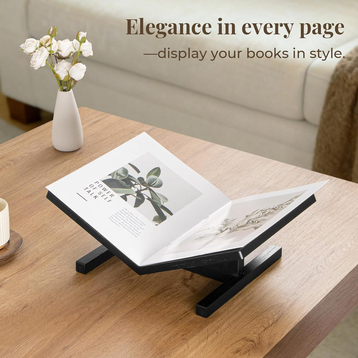 PUERSI Open Display Stand, Wooden Large Book Holder, Coffee Table Stand
