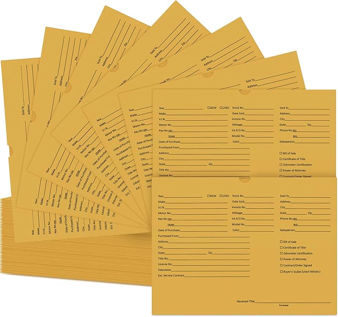 120 Pcs 9 x 12 In Vehicle Dealer Jackets by Unknown