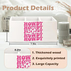 URLLUAE Hot Pink Western Howdy Wooden Pen Pencil Holder - Image 6