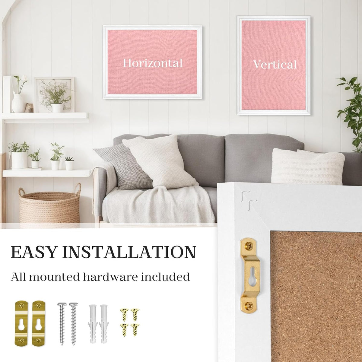 Large Wood Framed Cork Board with Linen, 24" x 18" (Pink)