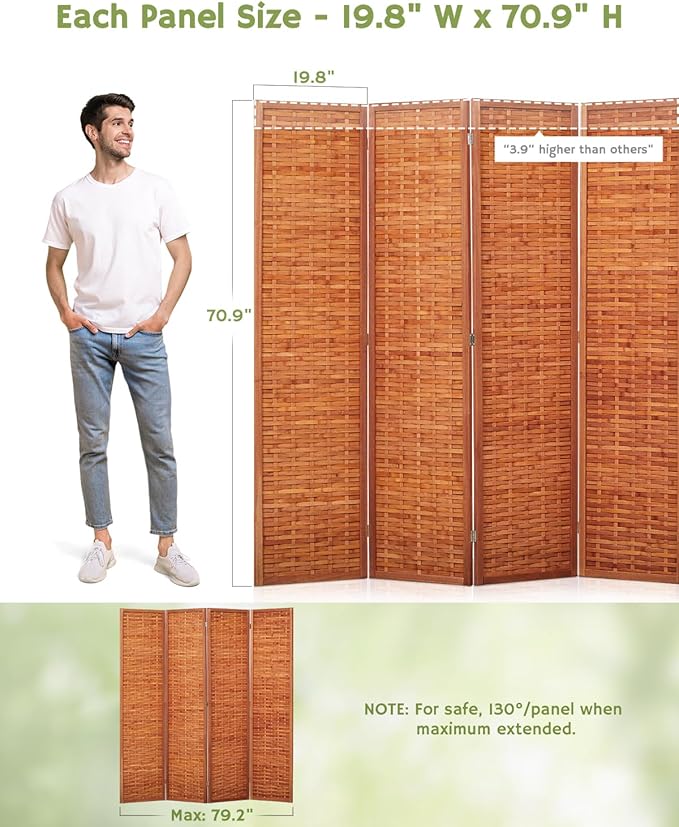 JOSTYLE 6ft Folding Privacy Screens 4-Panel Freestanding Room Dividers - Image 2