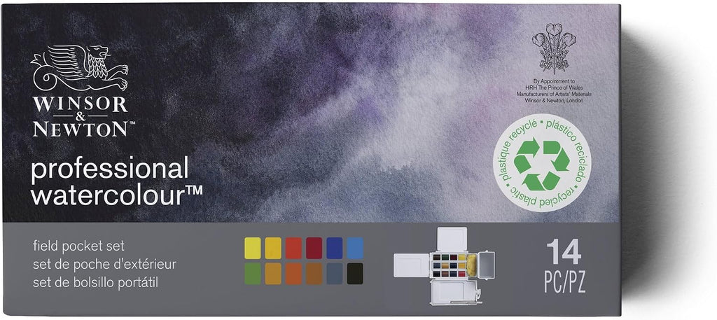 winsor & newton professional watercolor paint set, field shown in use