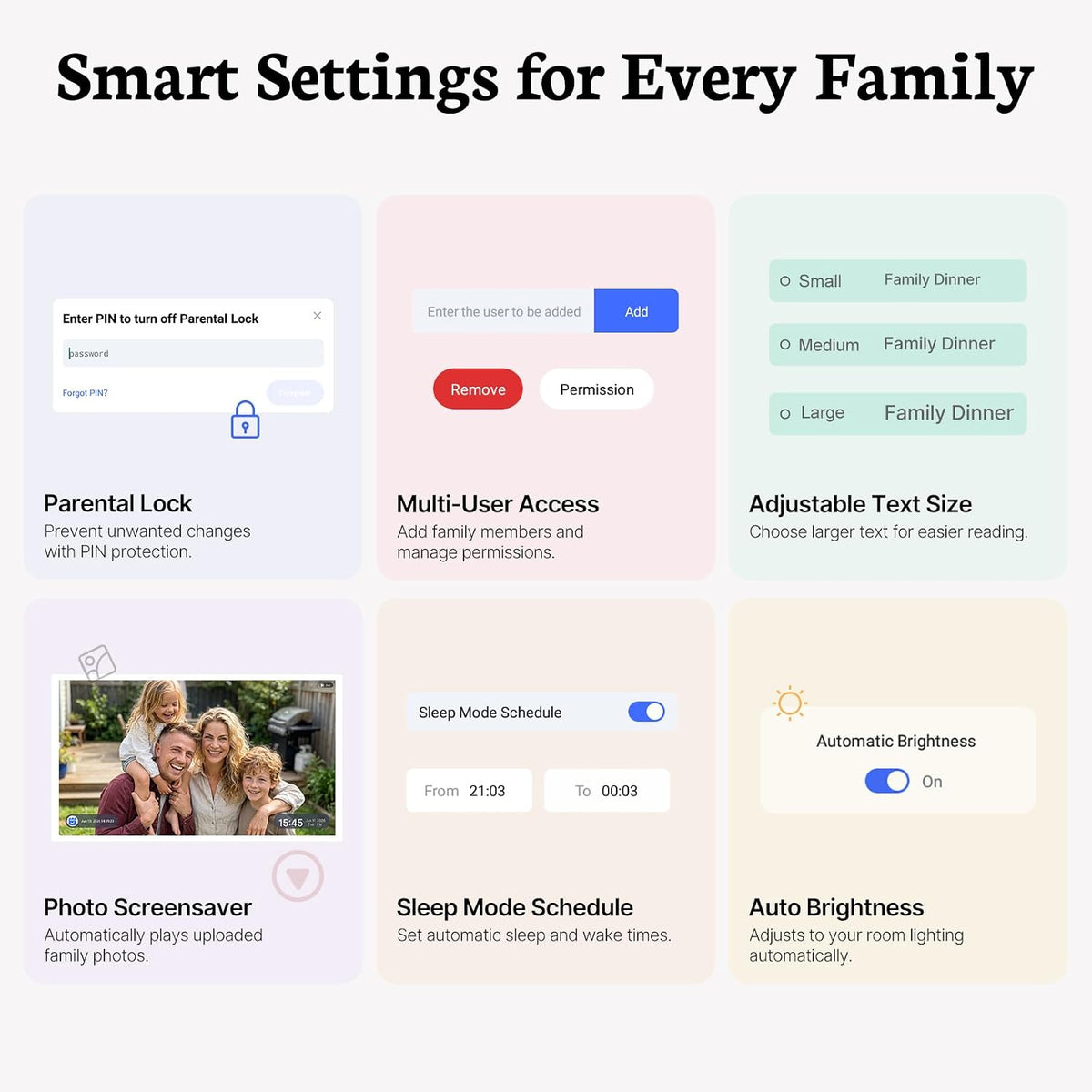 BSIMB 15.6" Digital Family Calendar & Chore Chart, No Subscription Fees