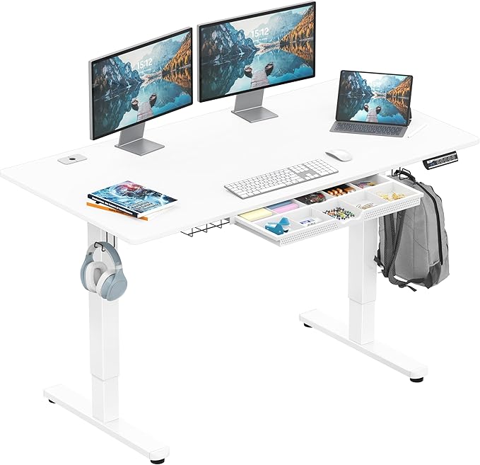 SHW 55 x 28 Inches Electric Height Adjustable Standing Desk by SHW