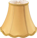 Saangseon Bell Lamp Shade, Scalloped Golden Fabric Lampshade Replacement by Saangseon