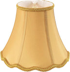 Saangseon Bell Lamp Shade, Scalloped Golden Fabric Lampshade Replacement by Saangseon