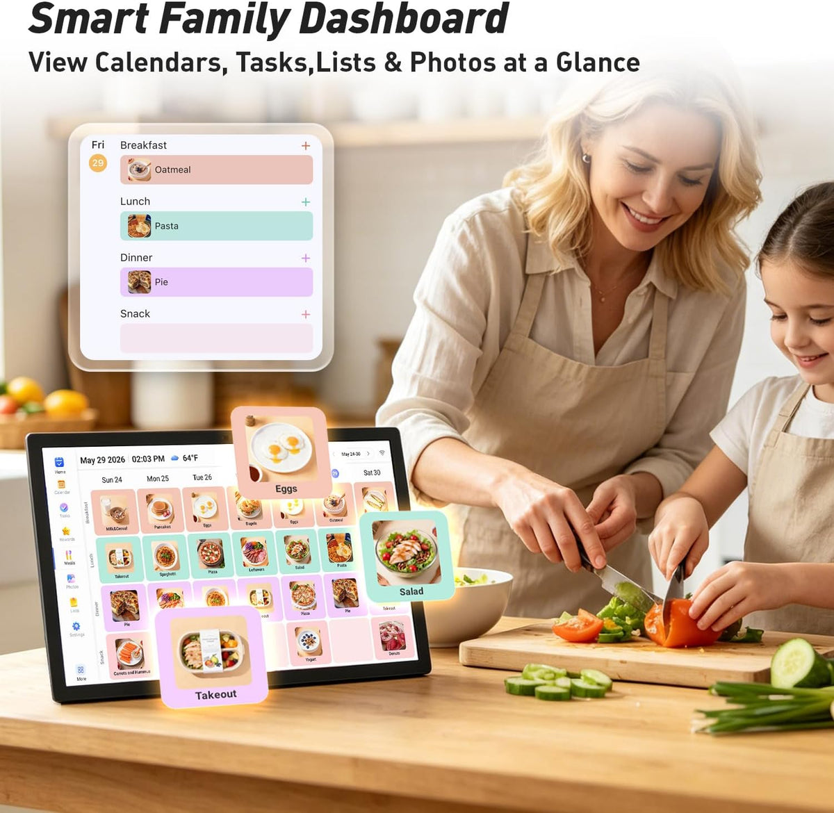 27" Digital Calendar Electronic-eCalendar WhiteBoard-Meal-Planner - Smar...
