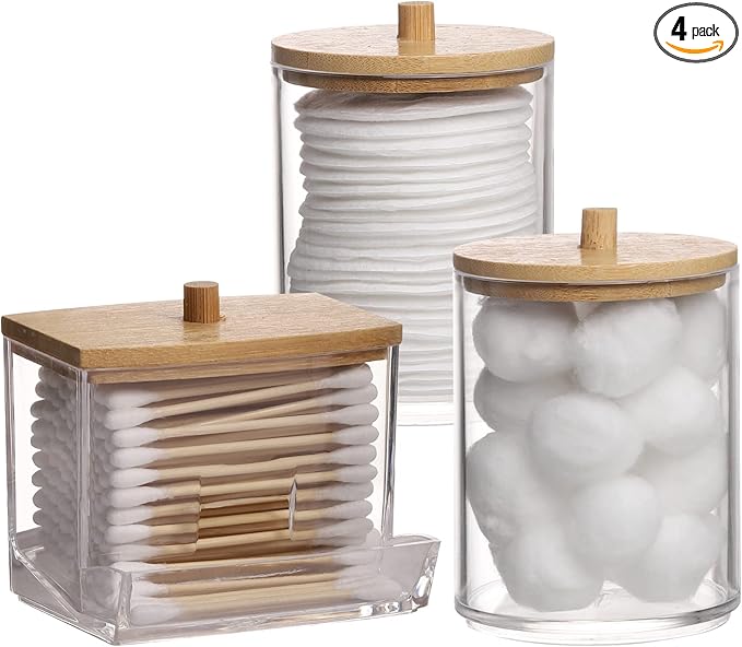 Tbestmax Qtips Holder Bathroom Container, 10/7 OZ Cotton Ball/Swabs Dispenser by Tbestmax