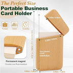 Yookin Wood Business Card Holder Wooden Magnetic Business Card Case Portable - Image 2