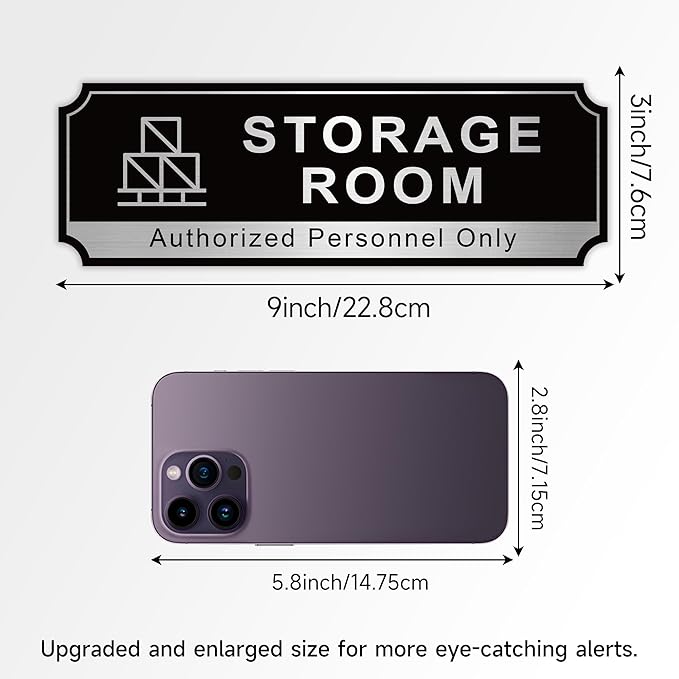 Storage Room Sign for Business Door, Self-Adhesive Durable Modern Storage Room - Image 2