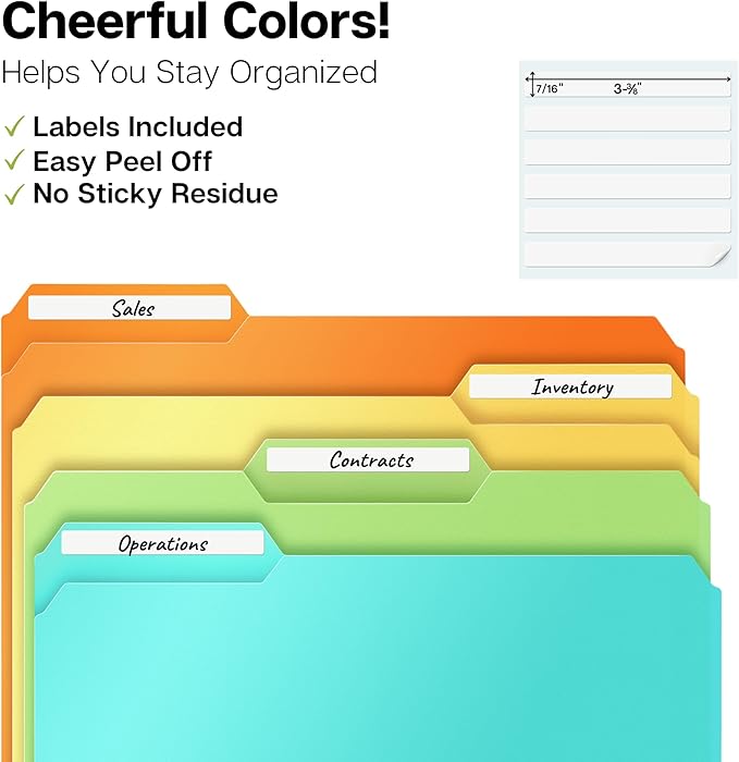 Dunwell Plastic Colored File Folders, 1/3 Tab File Folders - Image 2