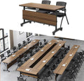 Folding Conference Table, 61in Rectangle Conference Room Tables, Large Rolling by Unknown
