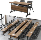 Folding Conference Table, 61in Rectangle Conference Room Tables, Large Rolling by Unknown