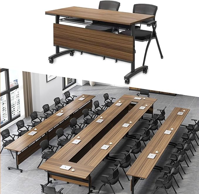 Modern Conference Table, Modular Flip-Top Seminar Meeting Table, Versatile by Unknown