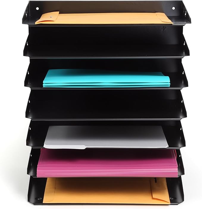Huron Desktop Horizontal 7-Slot Legal File Binder Organizer Storage Letter Tray - Image 3