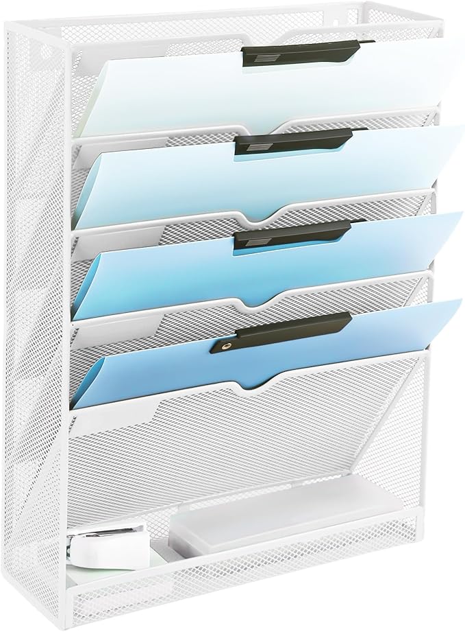 EASEPRES 6 Tier Mesh Hanging Wall File Organizer, Desk Vertical Mail Paper by EASEPRES