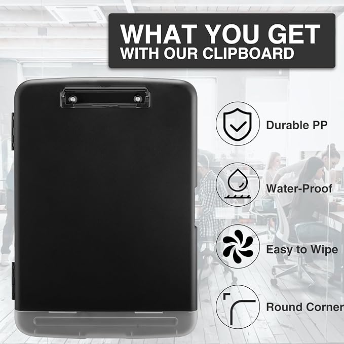 Sooez Clipboards with Storage, High Capacity Clip Boards 8.5x11 with Pen Holder - Image 4