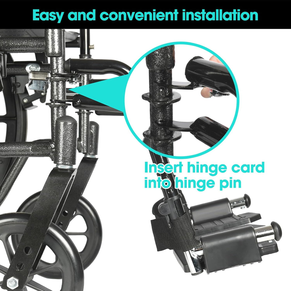 Universal Wheelchair Footrest Replacement - Adjustable Composite Footboard &a...