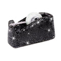 Bling Crystal Luxury Handmade Diamond Desktop Tape Dispenser for Fashion Girls Women (Black)