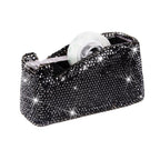 Bling Crystal Luxury Handmade Diamond Desktop Tape Dispenser for Fashion Girls Women (Black)