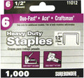 Surebonder #6 Heavy Duty Wide Crown Staples for Surebonder, Duofast, and Craftsman Staplers - 1/2" Leg Length- Carpet, Insulation, Roofing Paper - 1000 Staples