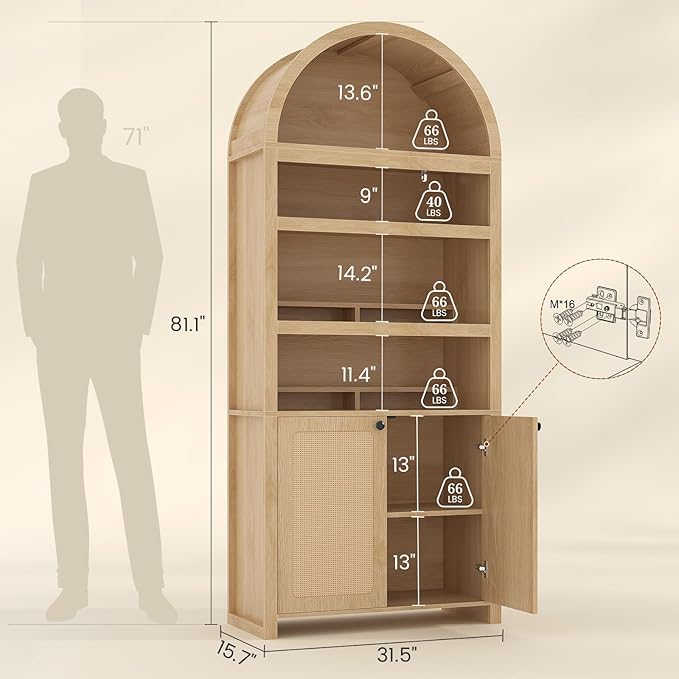 81" Tall Arched Cabinets, Bookcase - Image 2