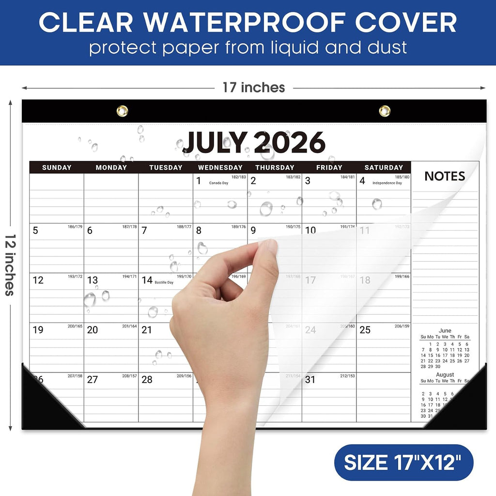 3 Pack of Desk Calendar 2026-2027, Jul 2026-Dec 2027, 17" x 12" | 18-Month Large Monthly Desktop & Wall Calendar for Home & Office Planning and Organization, Black