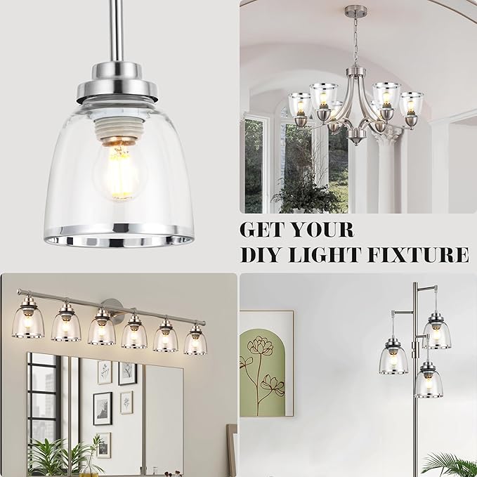 Eidonta 4 Pack Clear Glass Shade Replacements, Bell Shaped Glass Shade Covers - Image 4