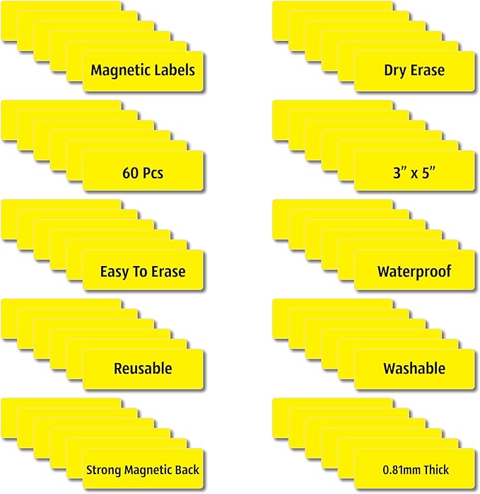 Magnetic Dry Erase Magnets Labels 3x1 inches, Reusable Name Tags, Organizing - Image 2