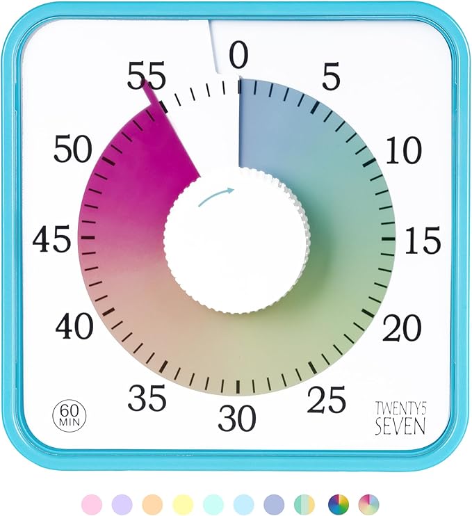 Visual Timer 7.5 inch; 60 Minute 1 Hour Countdown Timer by TWENTY5SEVEN