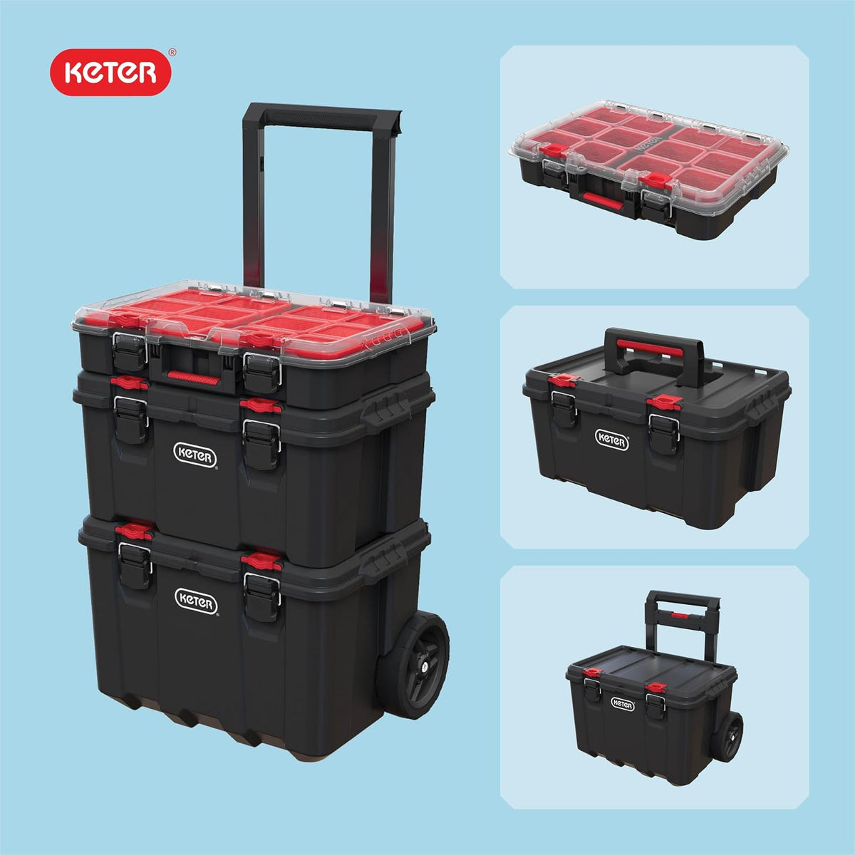 keter stack n rolling tool box modular storage, view 10