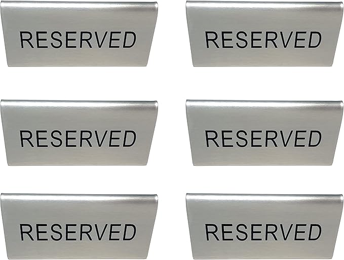 Metal Magery Reserved Table Signs Stainless Steel Metal Table Tent Sign by METAL+MAGERY