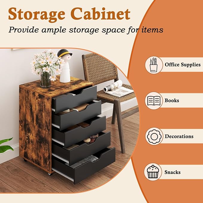 Giantex 5-Drawer Storage Cabinet - Image 7